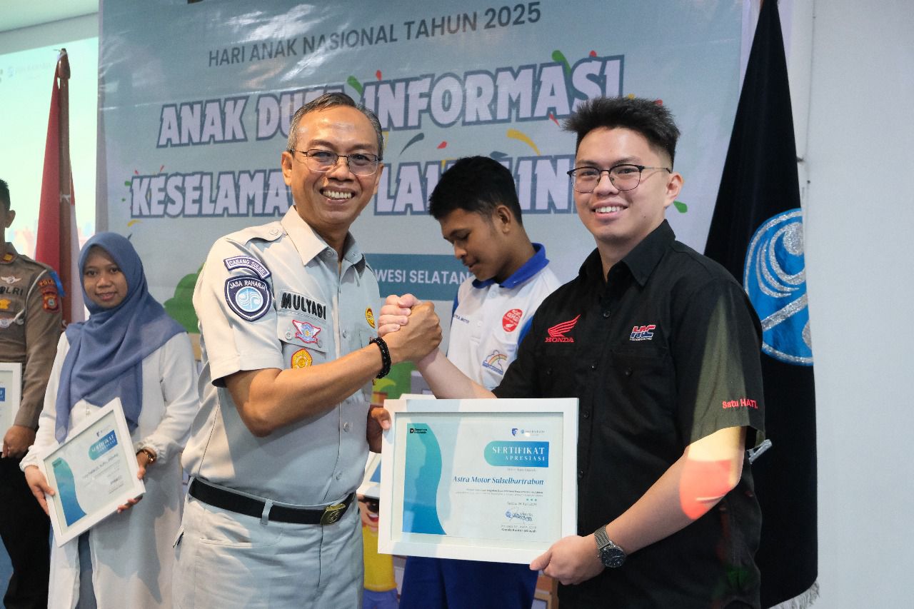 Asmo Sulsel Raih Penghargaan dari Jasa Raharja atas Dedikasi Edukasi Keselamatan Lalu Lintas